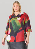 Plus Size Printed Cowl Neck Blouse