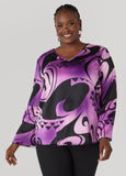 Plus Size Geo Print Satin Blouse