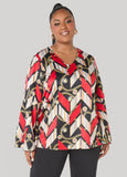 Plus Size Chain Print Satin Blouse