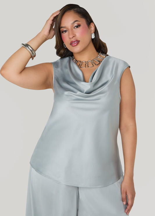 Cowl Neck Satin Top