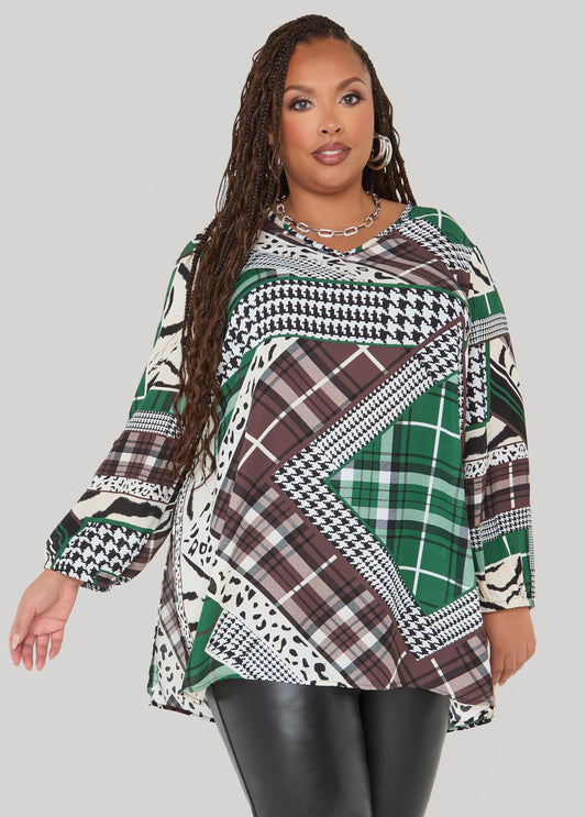 Printed V Neck Tunic