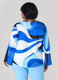 Swirl Print Satin Blouse