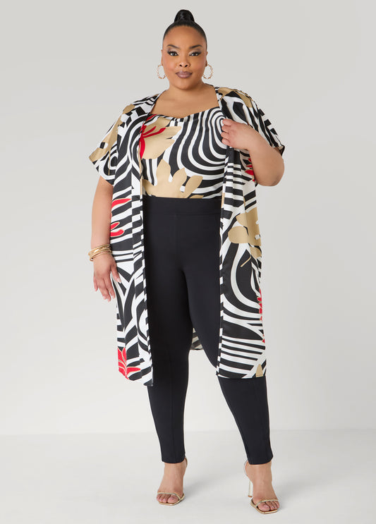 Floral Print Satin Duster