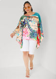 Postcard Print Satin Tunic