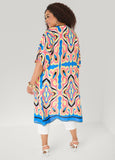 Abstract Print Open Front Kimono
