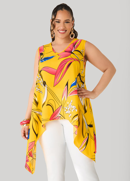 Floral Print Handkerchief Top