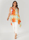 Printed Chain Trimmed Top