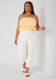Strapless Plisse Satin Top