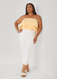 Strapless Plisse Satin Top