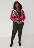 Layered Swirl Print Faux Wrap Top