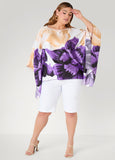 Draped Sleeve Floral Print Tunic