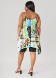 Chain Trimmed Abstract Print Top
