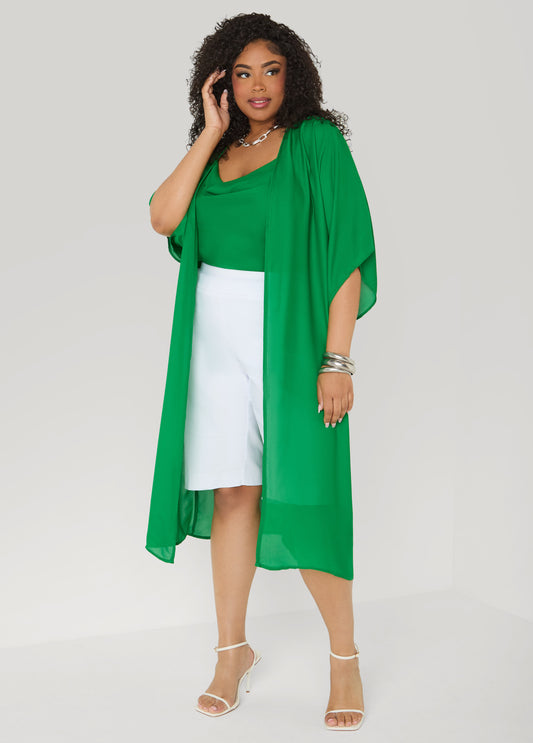 Open Front Crepe Kimono