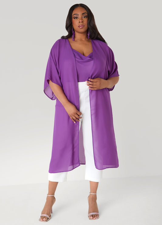 Plus Size Crepe Kimono Plus Size Two Piece Summer Matching Set