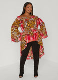 Printed Off The Shoulder Hi Low Top