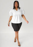 Puff Sleeved V Neck Top