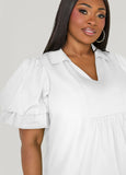 Puff Sleeved V Neck Top