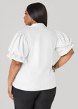 Puff Sleeved V Neck Top