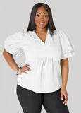 Puff Sleeved V Neck Top