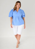 Puff Sleeved V Neck Top