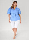 Puff Sleeved V Neck Top