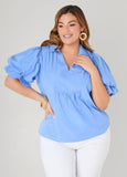 Puff Sleeved V Neck Top