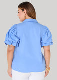 Puff Sleeved V Neck Top