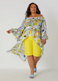 Plus Size Printed Hi Low Blouse