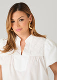 Puff Sleeve Embroidered Top