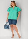 Puff Sleeve Embroidered Top
