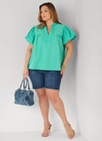 Puff Sleeve Embroidered Top