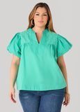 Puff Sleeve Embroidered Top