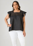 Lattice Trimmed Poplin Shirt
