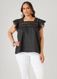 Lattice Trimmed Poplin Shirt