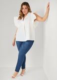 Ruffled Sleeve Poplin Top