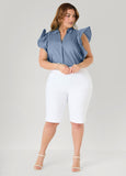 Ruffled Sleeve Poplin Top