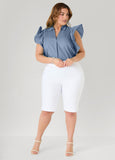 Ruffled Sleeve Poplin Top