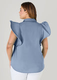 Ruffled Sleeve Poplin Top