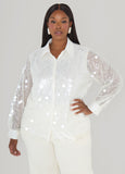 Sequined Mesh And Satin Shirt
