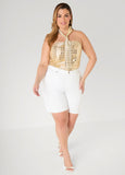 Plus Size Gold Dot Halter Top Open Back Going Out Sleeveless Top