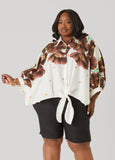 Tie Front Floral Cotton Shirt