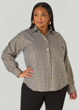 Metallic Plaid Cotton Blend Shirt