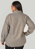 Metallic Plaid Cotton Blend Shirt