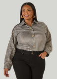 Metallic Plaid Cotton Blend Shirt