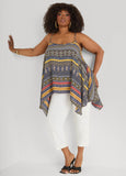 Plus Size Luxe Printed Tank Summer Sleeveless Cutout Top