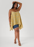 Plus Size Luxe Printed Tank Summer Sleeveless Cutout Top