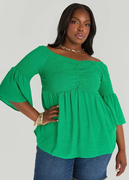 Off The Shoulder Smocked Top