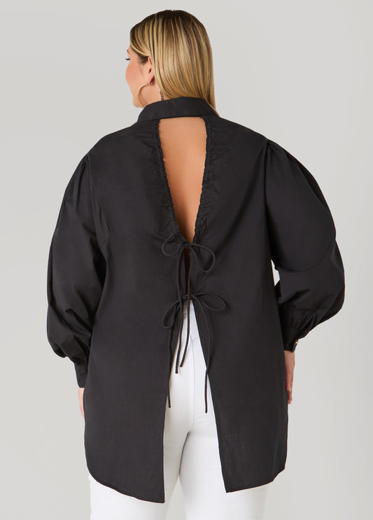 Tie Up Open Back Shirt
