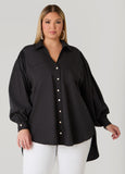 Plus Size Tie Up Open Back Shirt