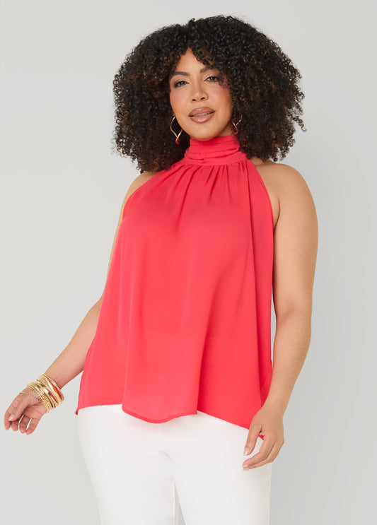 Crepe High Neck Top